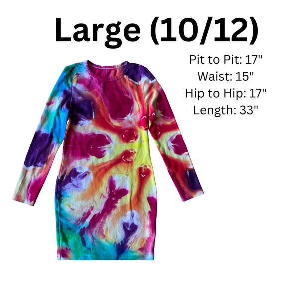 Ice Dyed Bodycon Dress - Long-sleeve Night Out - Rock meets Boho Women's Large - Picture 5 of 11